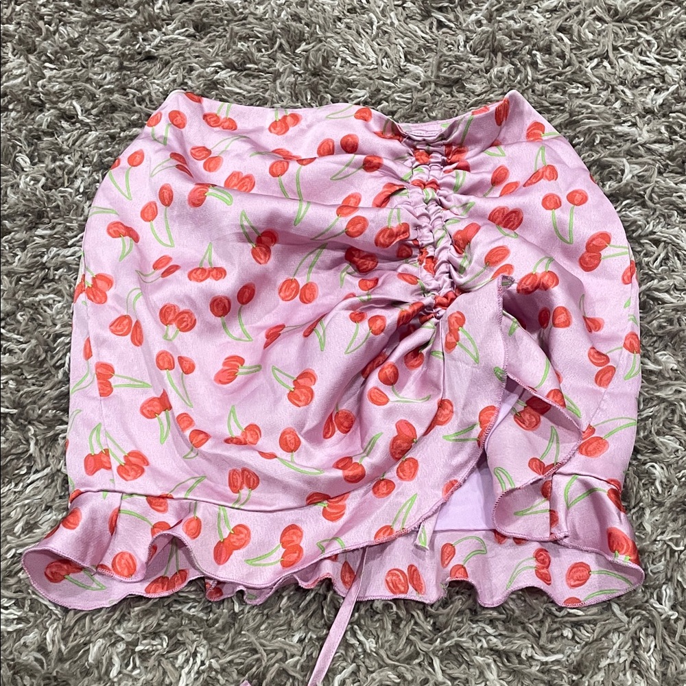 BBWM Cherry Print Pink Skirt size small